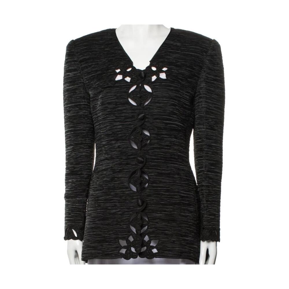 Vintage Mary Mcfadden 1980's Cut Out Button Front Blazer Evening Jacket